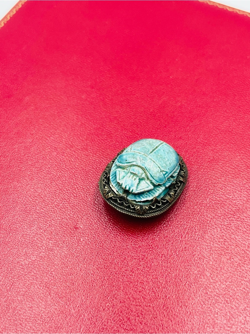 Turquoise Scarab Beetle Brooch Pin